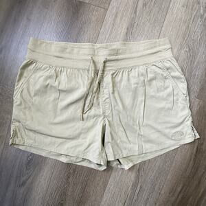 North Face Shorts Women Sz L Brown Tan Pockets Drawstring Waist